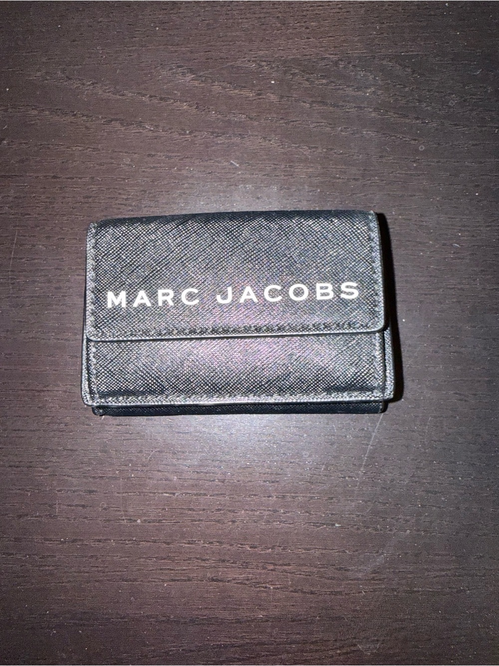 Marc Jacobs Black Saffiano Card & Key Holder with White Logo